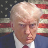 Donald Trump Tasse Sticker mit amerikanischer Flag (Vorderseite)