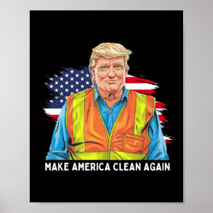 Donald Trump trägt Arbeitsweste Make Americ Poster