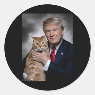 Donald Trump und Cat Funny Trump und Katze Runder Aufkleber
