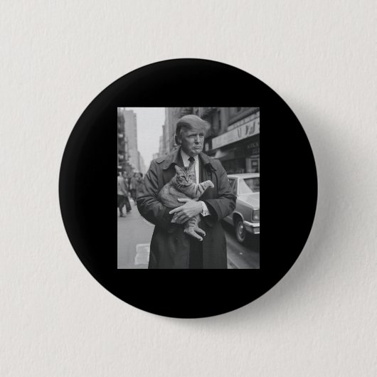 Donald Trump und Cat in Nyc Button (Vorderseite)