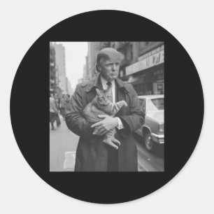 Donald Trump und Cat in Nyc Runder Aufkleber