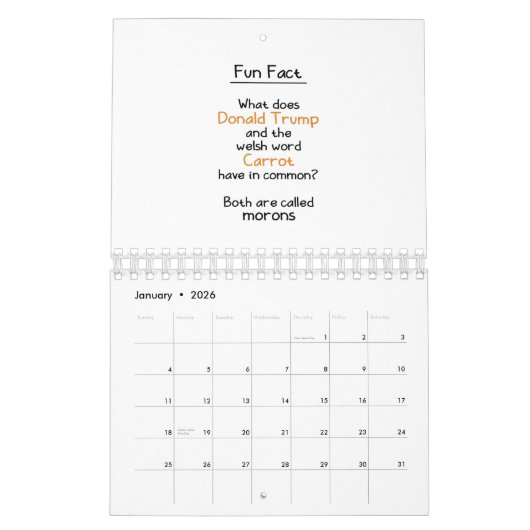 Donald Trump und walisische Karotten Kalender (Jan 2026)