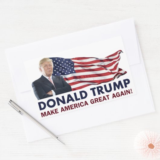 Donald Trump US-Flagge Rechteckiger Aufkleber (Umschlag)