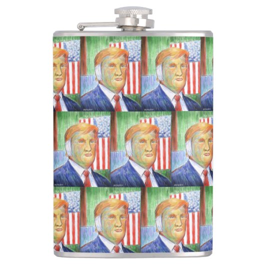 Donald Trump Van Gogh Vinyl Wrapped Flask Flachmann (Vorderseite)