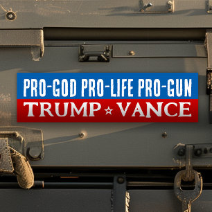 Donald Trump Vance 2024 Pro-God Pro-Life Pro-Gun Autoaufkleber