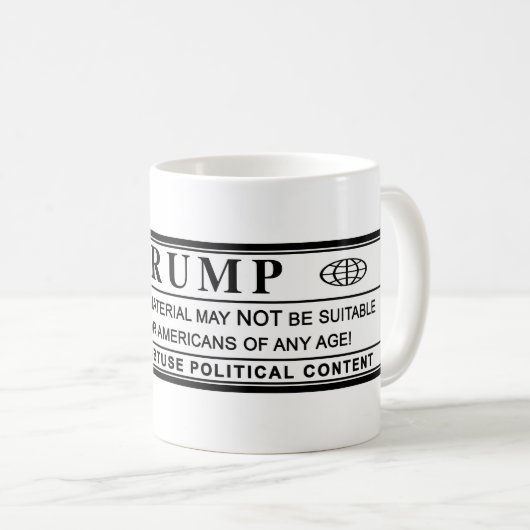 Donald Trump Warning Label Kaffeetasse (VorderseiteRechts)