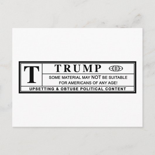 Donald Trump Warning Label Postkarte (Vorderseite)
