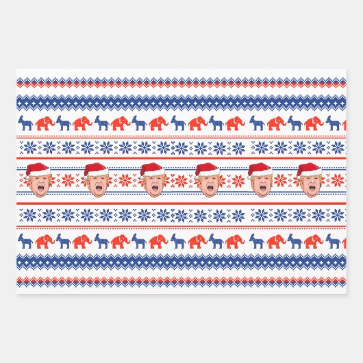 DONALD TRUMP Weihnachten Geschenkpapier Set (Vorderseite)