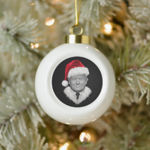 Donald Trump Weihnachten Lustiger Santa Hut Gesche Keramik Kugel-Ornament