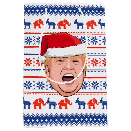 DONALD TRUMP Weihnachten Mittlere Geschenktüte (Vorderseite)