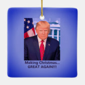 Donald Trump Weihnachten wieder großartig machen!! Keramikornament (Rückseite)