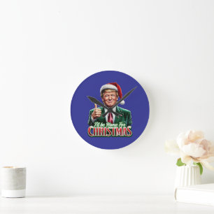Donald Trump - Weihnachtsfeierlichkeiten - Weihnac Runde Wanduhr
