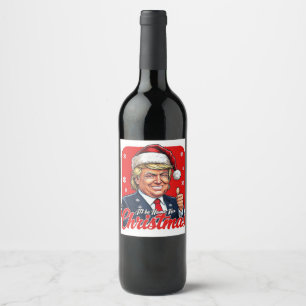 Donald Trump Weihnachtsmann Claus Art Weinetikett