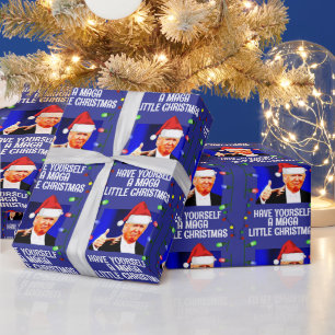 DONALD TRUMP WEIHNACHTSMANNMÜTZE CHRISTMAS MAGA GESCHENKPAPIER