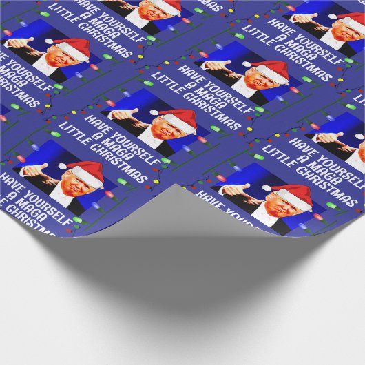 DONALD TRUMP WEIHNACHTSMANNMÜTZE CHRISTMAS MAGA GESCHENKPAPIER (Ecke)