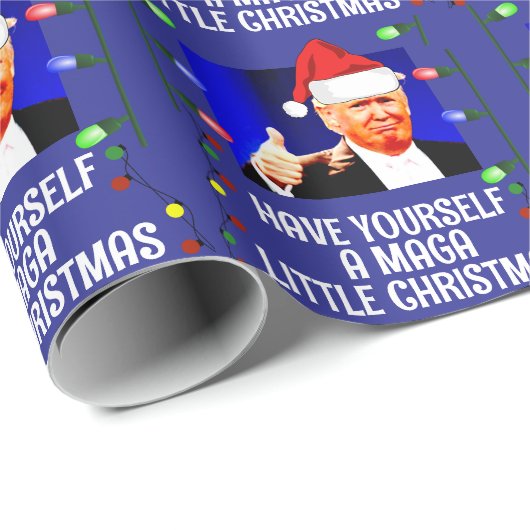 DONALD TRUMP WEIHNACHTSMANNMÜTZE CHRISTMAS MAGA GESCHENKPAPIER (Rolleneckpunkt)
