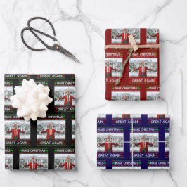 Donald Trump-Weihnachtsmannmütze macht Weihnachten Geschenkpapier Set