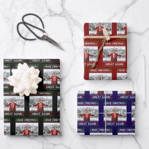 Donald Trump-Weihnachtsmannmütze macht Weihnachten Geschenkpapier Set