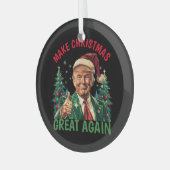 Donald Trump-Weihnachtsmannmütze macht Weihnachten Ornament Aus Glas (Vorderseite links)