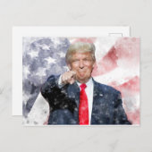 Donald Trump weist auf amerikanische Flagge Postkarte (Vorne/Hinten)