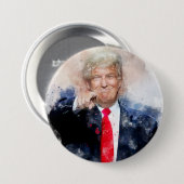 Donald Trump zeigt Aquarellbilder Button (Vorne & Hinten)