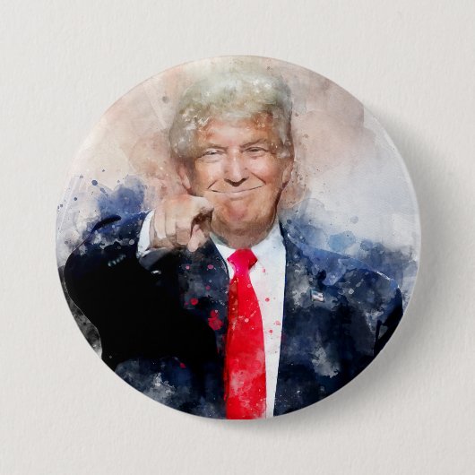 Donald Trump zeigt Aquarellbilder Button (Vorderseite)