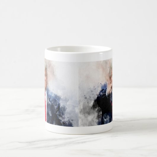 Donald Trump zeigt Aquarellbilder Kaffeetasse (Mittel)