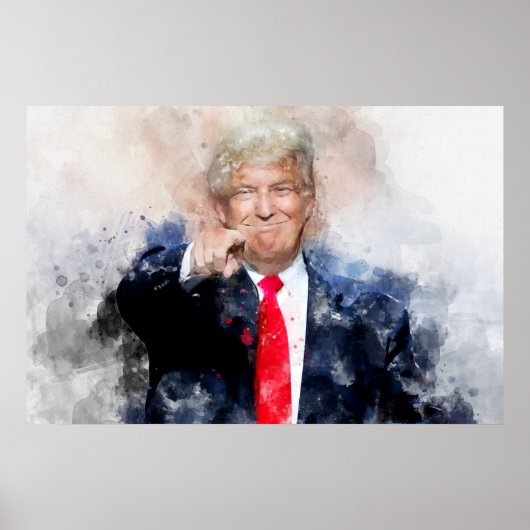 Donald Trump zeigt Aquarellbilder Poster (Vorne)