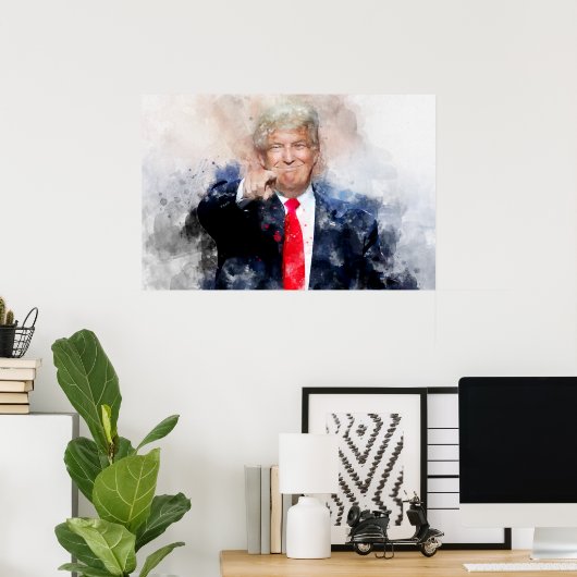 Donald Trump zeigt Aquarellbilder Poster (Heimbüro)
