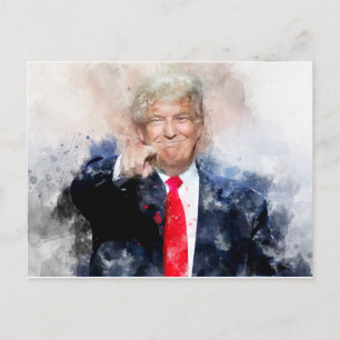Donald Trump zeigt Aquarellbilder Postkarte