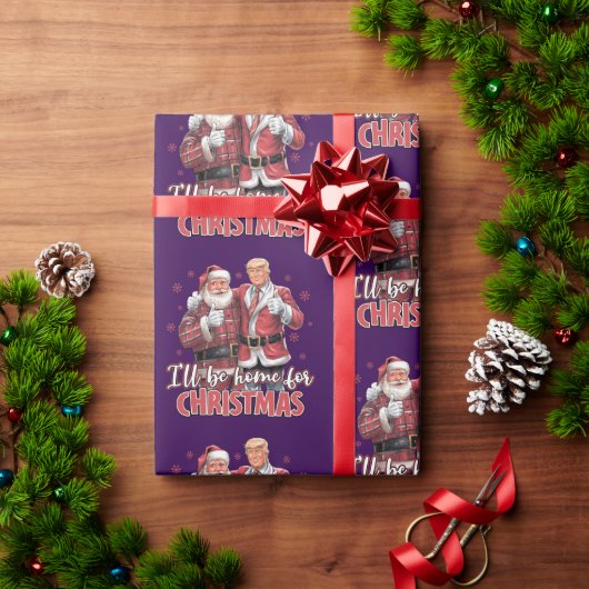 Donald Trump Zuhause zu Weihnachten Geschenkpapier (Feiertagsgeschenk)