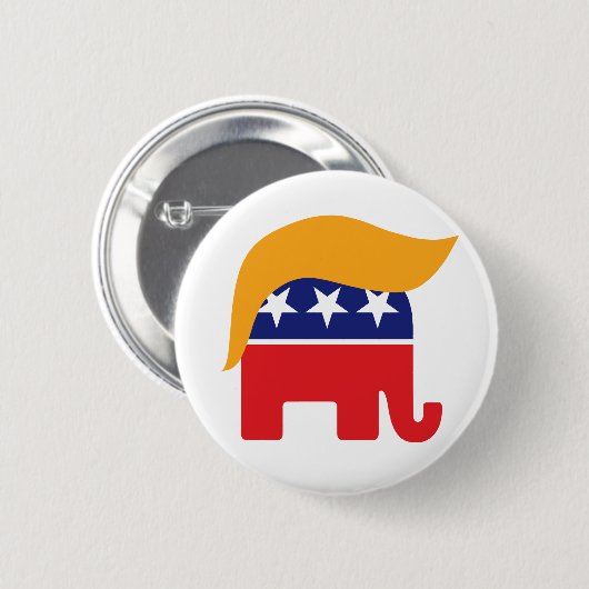 Donald- Trumphaar GOP-Elefant-Logo Button (Vorne & Hinten)