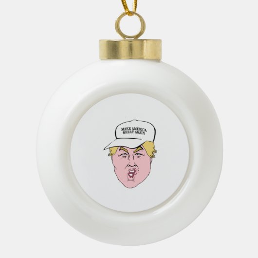 Donald- Trumpkarikatur-Hut groß Keramik Kugel-Ornament (Vorderseite)