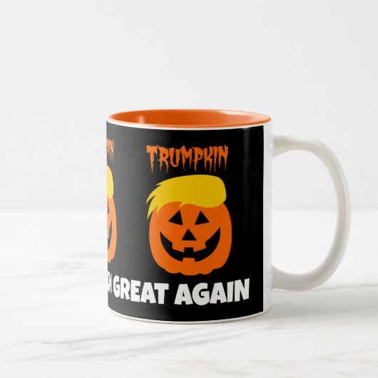 Donald Trumpkin machen Halloween groß wieder Zweifarbige Tasse (Rechts)