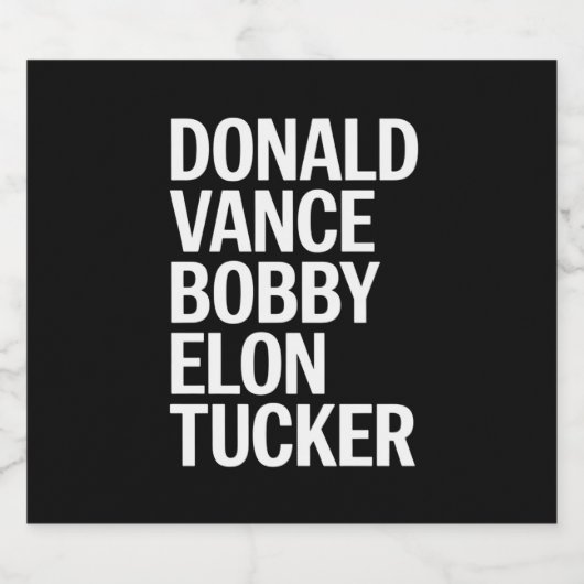Donald Vance Bobby Elon & Tucker Bierflaschenetikett (Einzelnes Label)