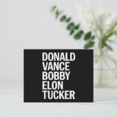 Donald Vance Bobby Elon & Tucker Postkarte (Stehend Vorderseite)