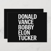 Donald Vance Bobby Elon & Tucker Postkarte (Vorne/Hinten)