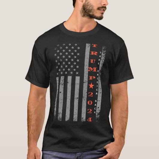Donald wieder 2024 Amerika zurück Flag Patriotic T-Shirt (Vorderseite)