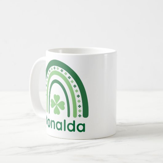 Donalda Name Clover Boho Rainbow Kaffeetasse (Vorderseite Links)
