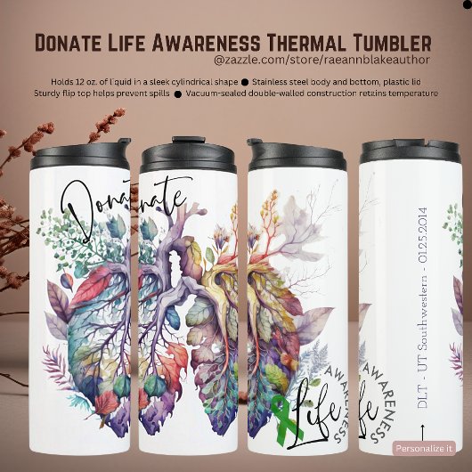 Donate Life Awareness Thermal Tumbler Thermosbecher