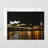 Donau bei Nacht, Bratislava, Slowakei Postkarte (Vorne/Hinten)