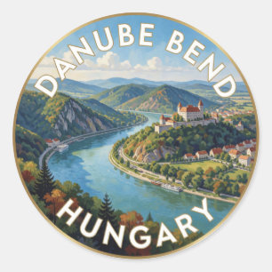 Donau-Knie Visegrad Ungarn Reise Landschaft Runder Aufkleber