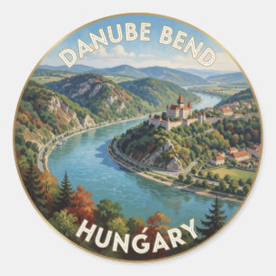 Donau-Knie Visegrad Ungarn Reise Landschaft Runder Aufkleber