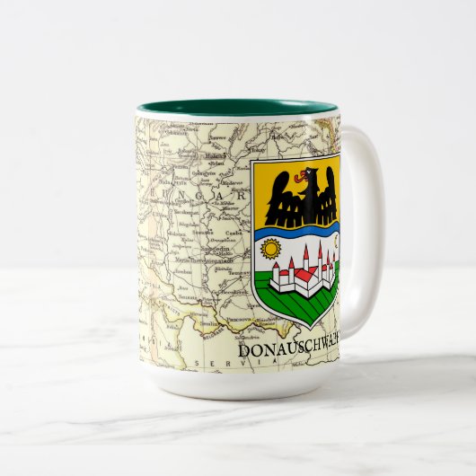 Donauschwaben Shield mit Map-Tasse Zweifarbige Tasse (VorderseiteRechts)