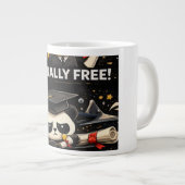 Done Finally Free Graduation Shirt Jumbo-Tasse (Vorderseite Rechts)