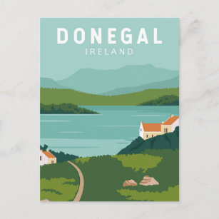 Donegal Ireland Retro Travel Art Vintag Postkarte