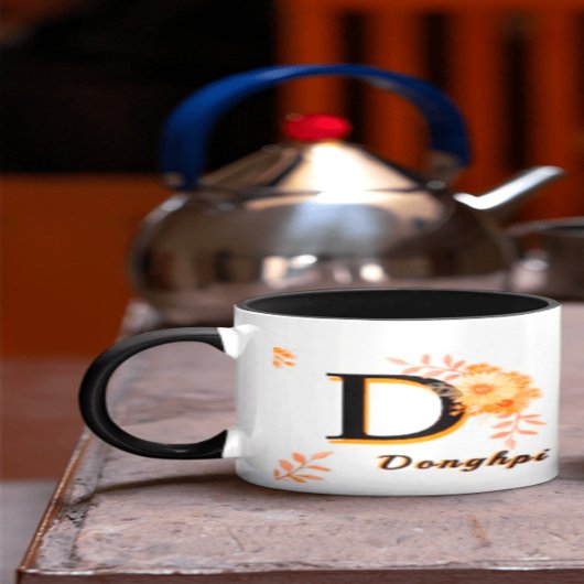 donghpi name Mug–Elegant Letter D Coffee cup Tasse