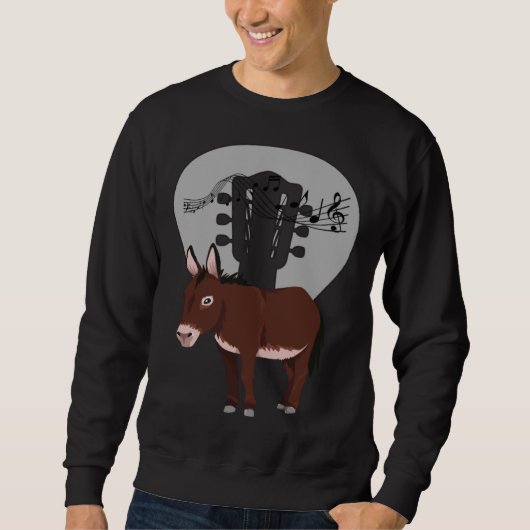 Donkey Acustic Guitar and Music Notes Powerful Ani Sweatshirt (Vorderseite)