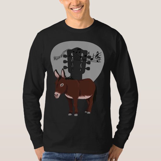 Donkey Acustic Guitar and Music Notes Powerful Ani T-Shirt (Vorderseite)