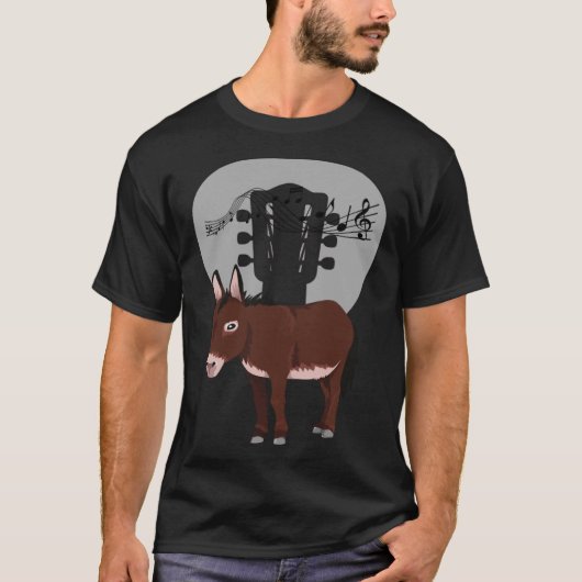 Donkey Acustic Guitar and Music Notes Powerful Ani T-Shirt (Vorderseite)